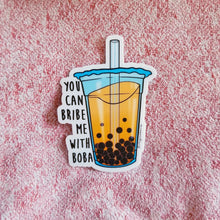 Load image into Gallery viewer, You Can Bribe Me With Boba - 3&quot; White Sticker
