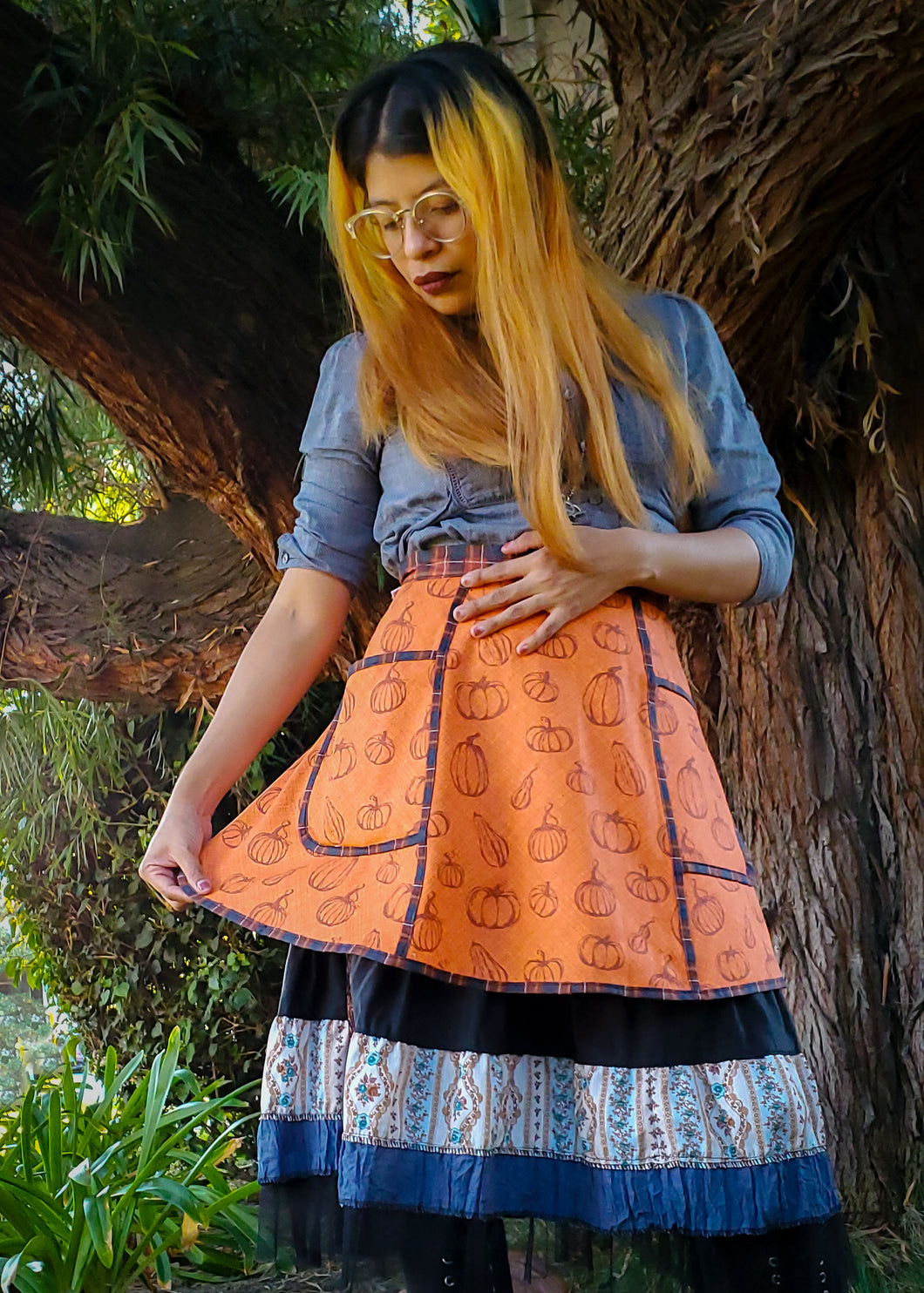 Orange Gourds Half Apron - SMALL