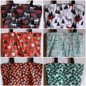 Reversable Totes - Christmas / Halloween Houses